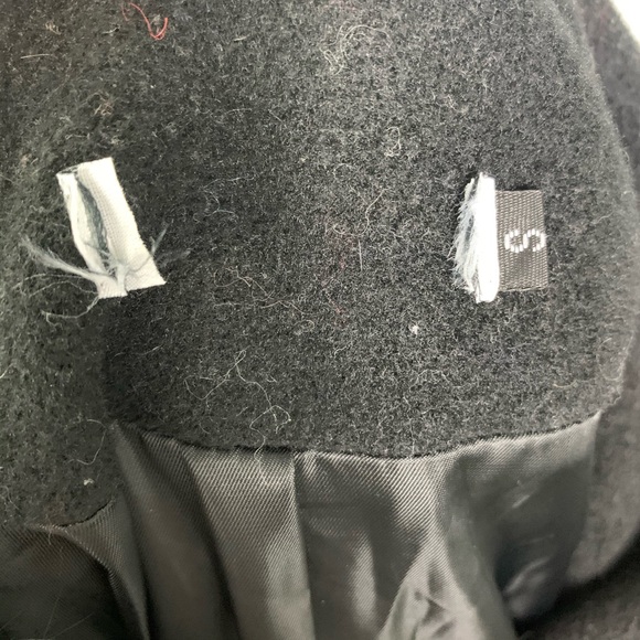 Black Wool Blend Faux Fur Trim Jacket - Picture 5 of 5